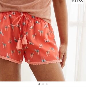 Aerie  M Pull On Elastic Tie Waist Shorts Sleepwear Womens Llama AA